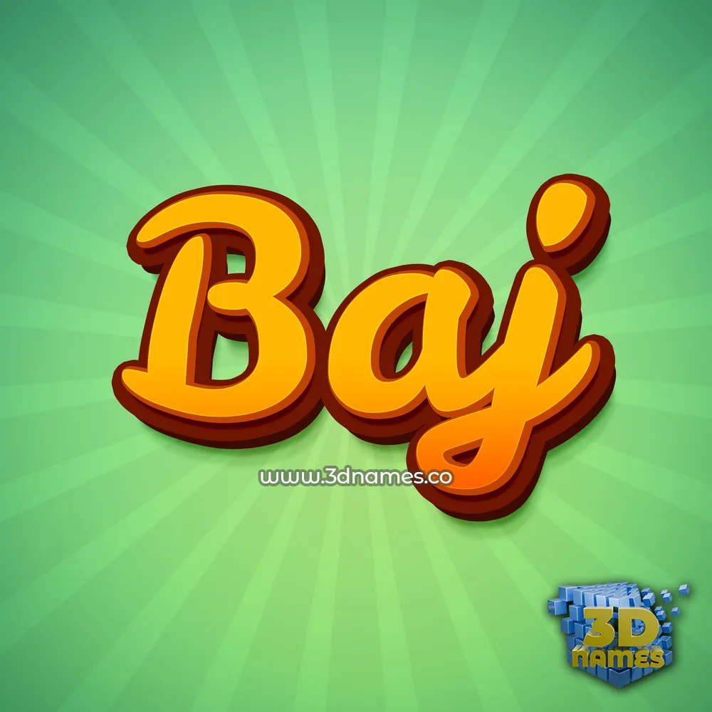 baj in Green Rays style - 3D name wallpaper