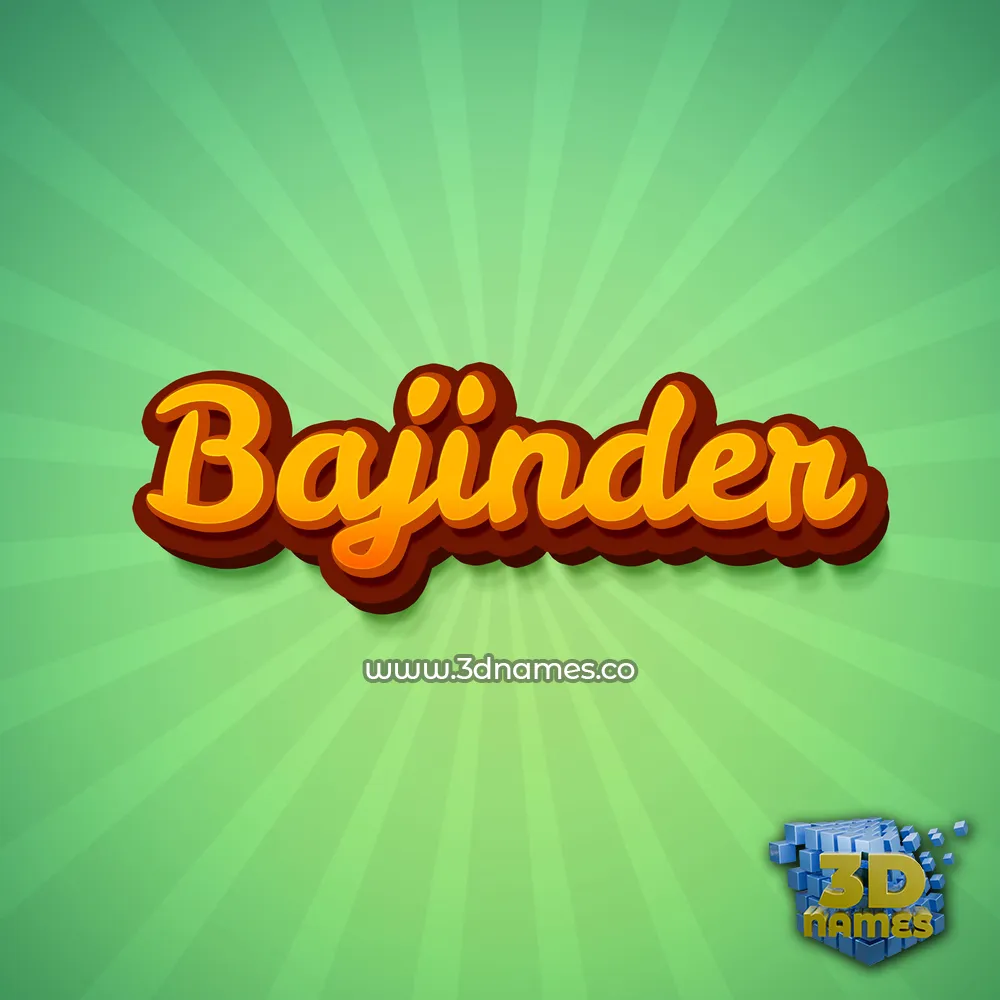 bajinder in Green Rays style - 3D name wallpaper