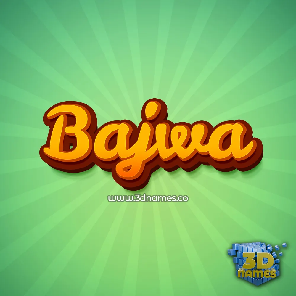bajwa in Green Rays style - 3D name wallpaper