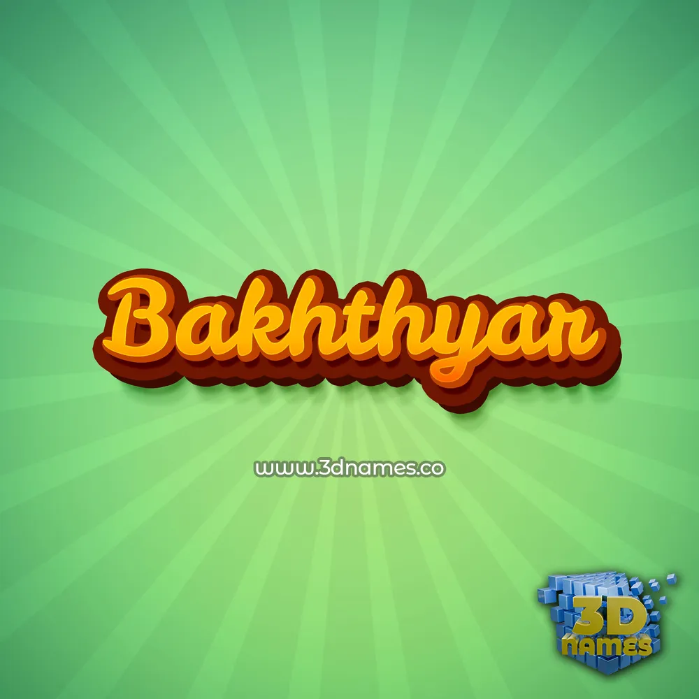 bakhthyar in Green Rays style - 3D name wallpaper