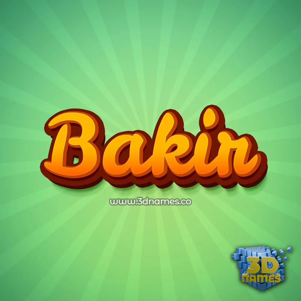 bakir in Green Rays style - 3D name wallpaper