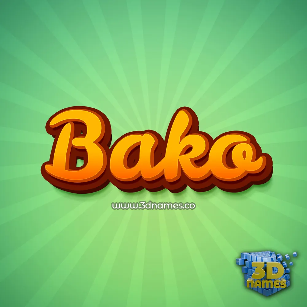 bako in Green Rays style - 3D name wallpaper