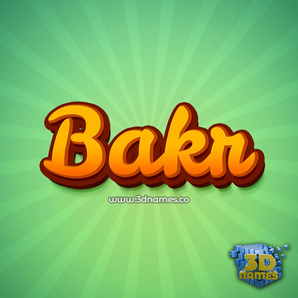 bakr in Green Rays style - 3D name wallpaper