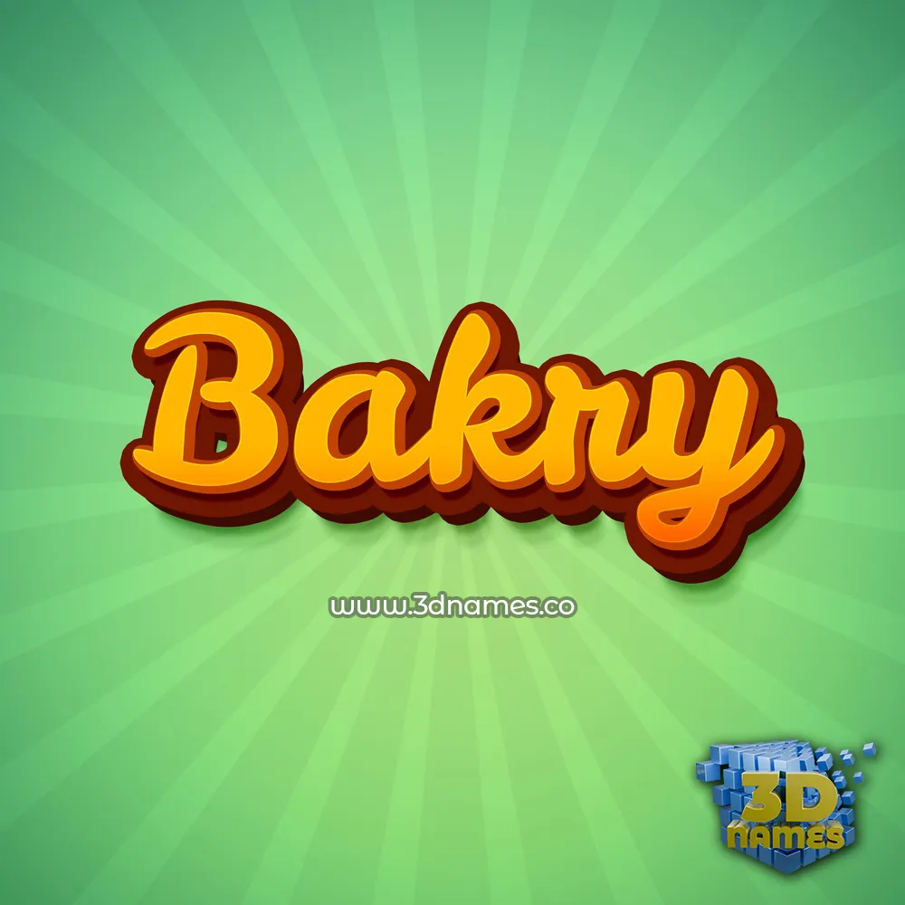 bakry in Green Rays style - 3D name wallpaper