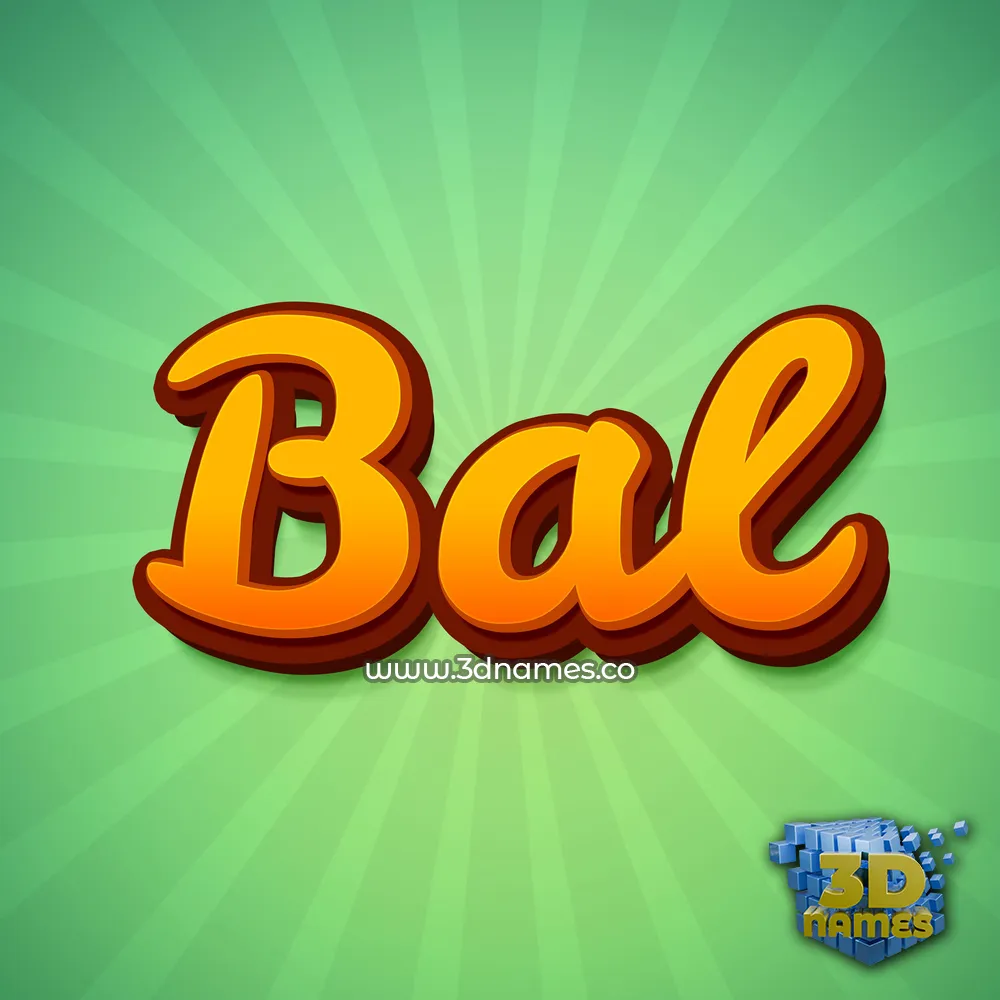 bal in Green Rays style - 3D name wallpaper