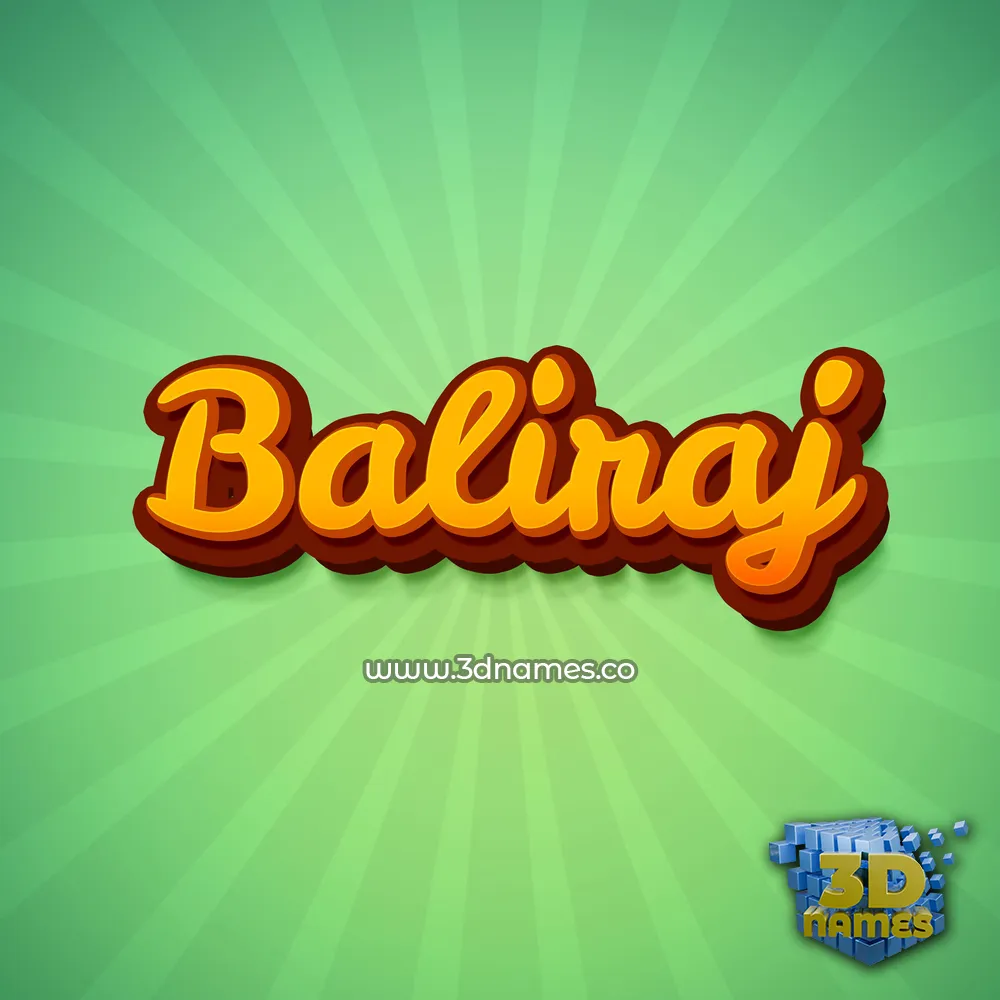 baliraj in Green Rays style - 3D name wallpaper