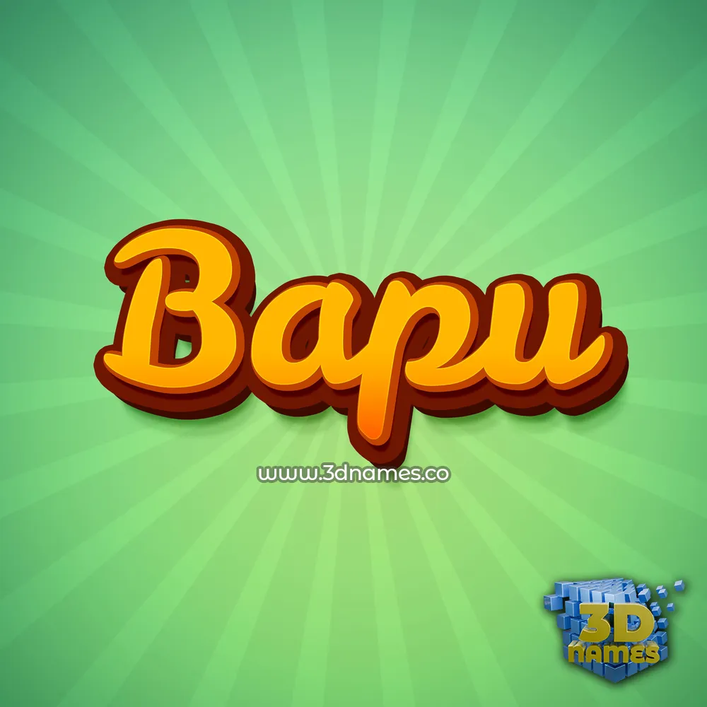 bapu in Green Rays style - 3D name wallpaper