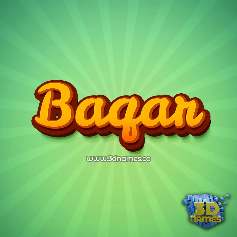 baqar in Green Rays style - 3D name wallpaper