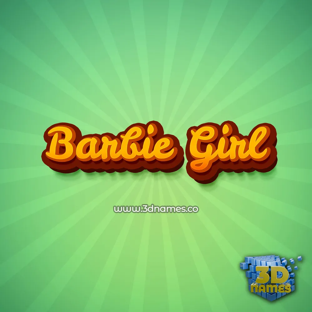 barbie girl in Green Rays style - 3D name wallpaper