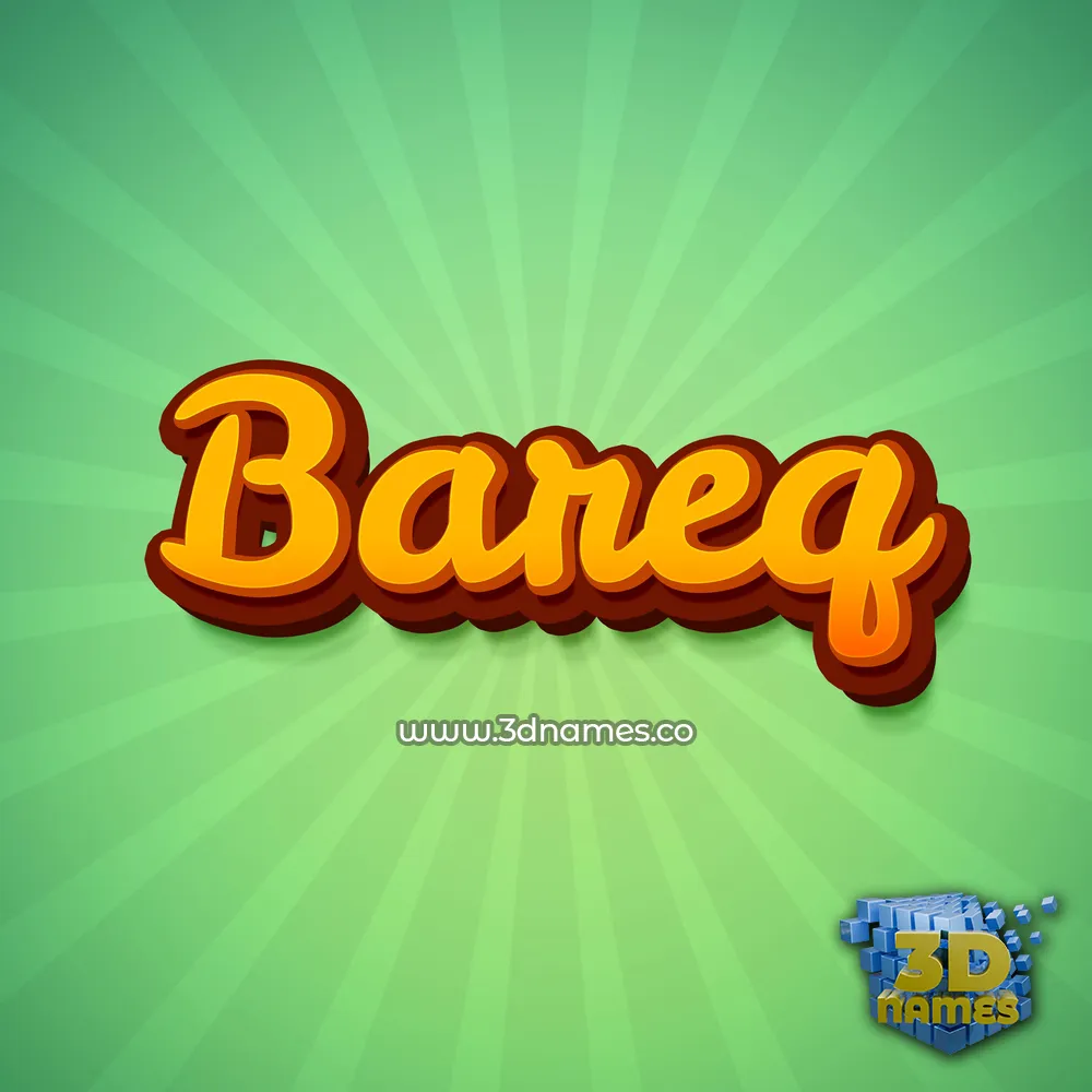bareq in Green Rays style - 3D name wallpaper