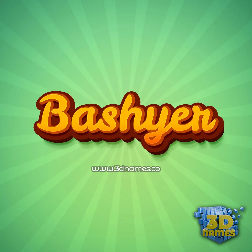 bashyer in Green Rays style - 3D name wallpaper
