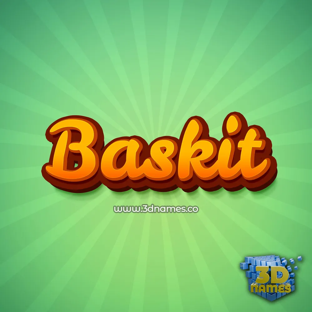 baskit in Green Rays style - 3D name wallpaper