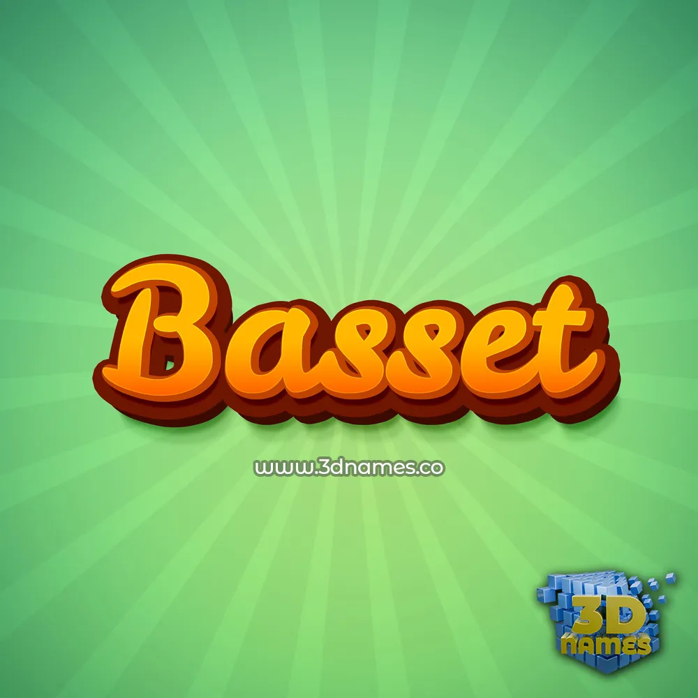 basset in Green Rays style - 3D name wallpaper