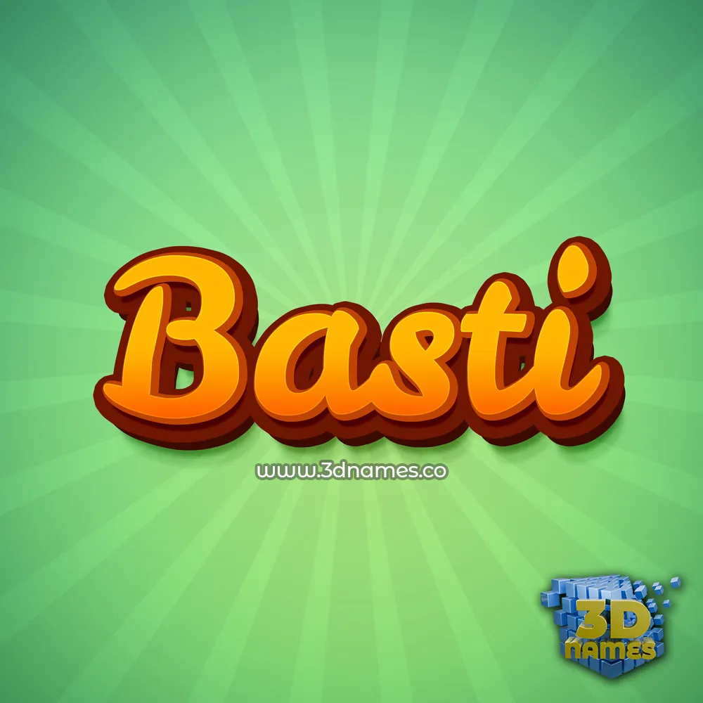 basti in Green Rays style - 3D name wallpaper