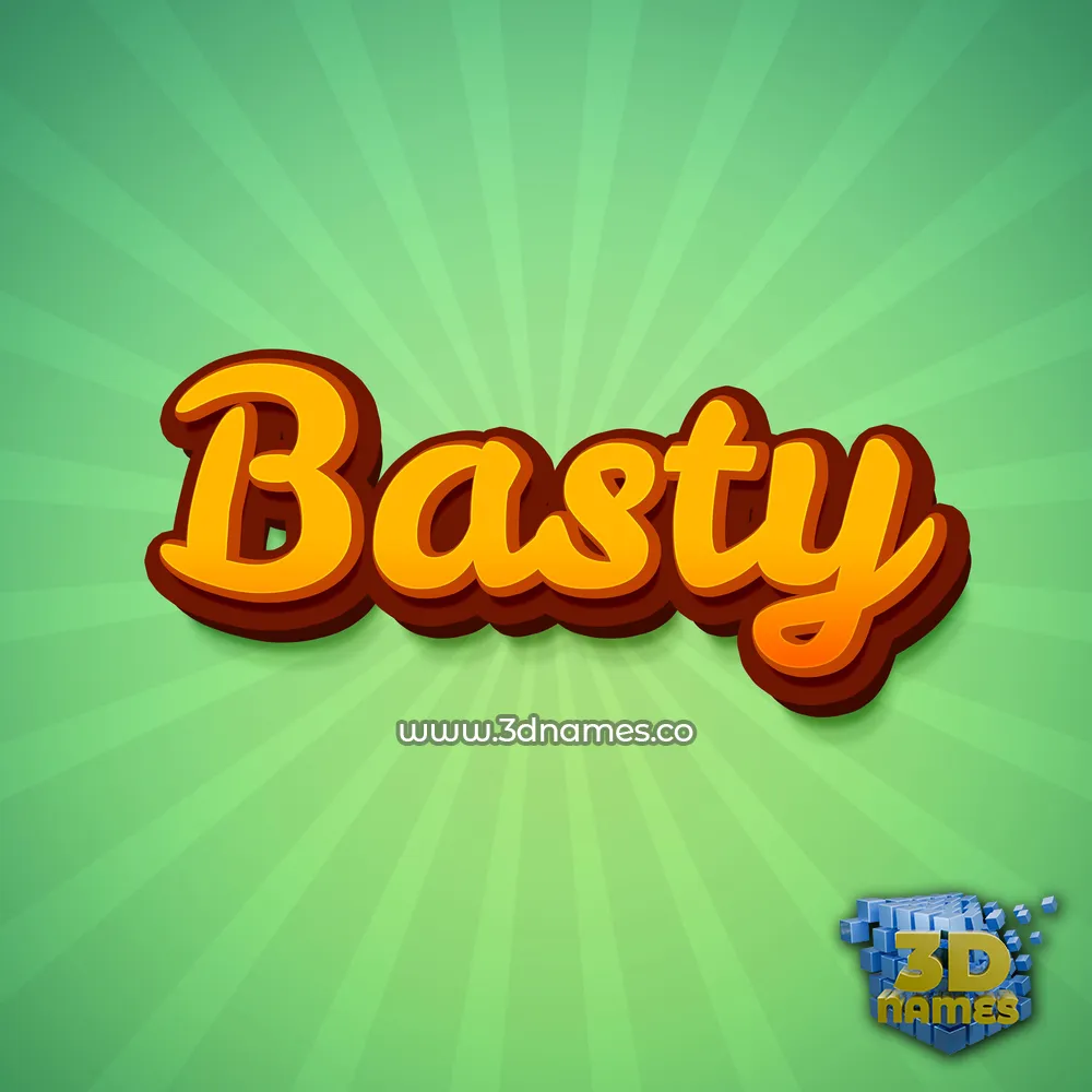basty in Green Rays style - 3D name wallpaper