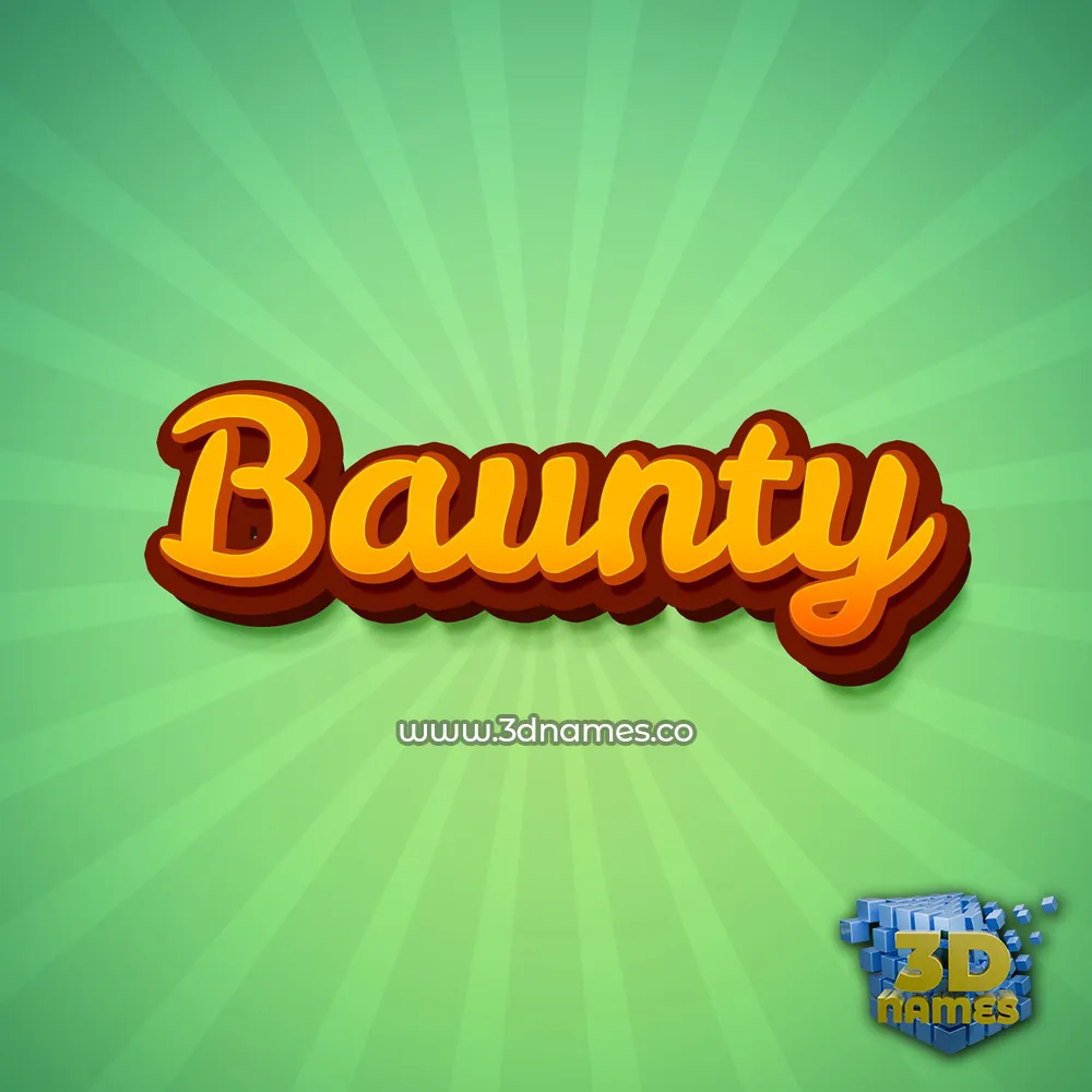 baunty in Green Rays style - 3D name wallpaper