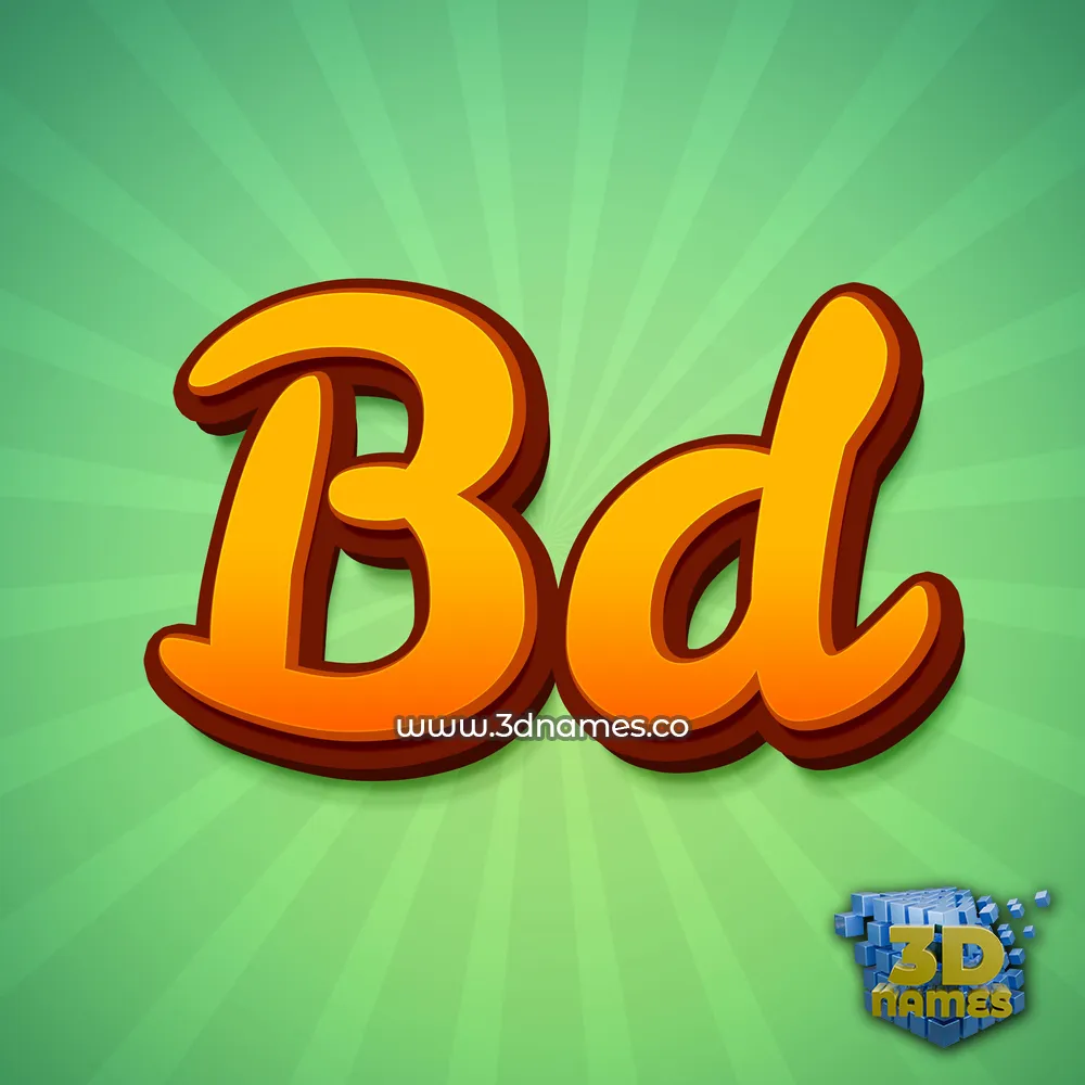 bd in Green Rays style - 3D name wallpaper