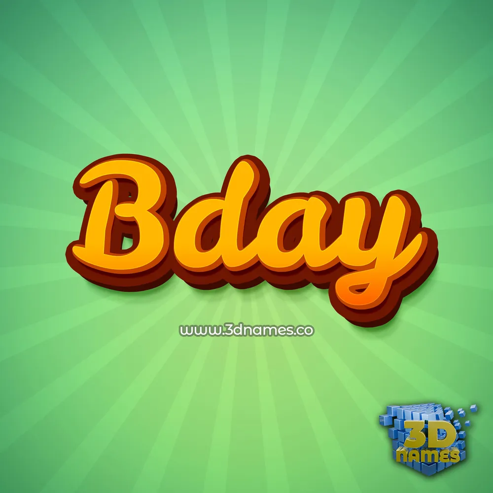 bday in Green Rays style - 3D name wallpaper