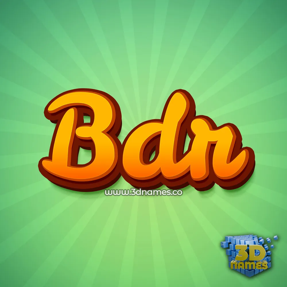 bdr in Green Rays style - 3D name wallpaper
