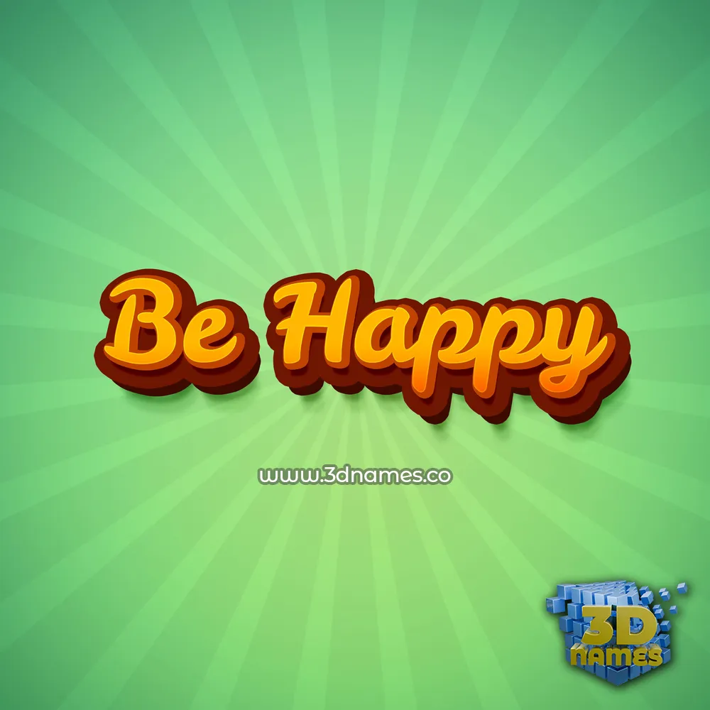 be happy in Green Rays style - 3D name wallpaper