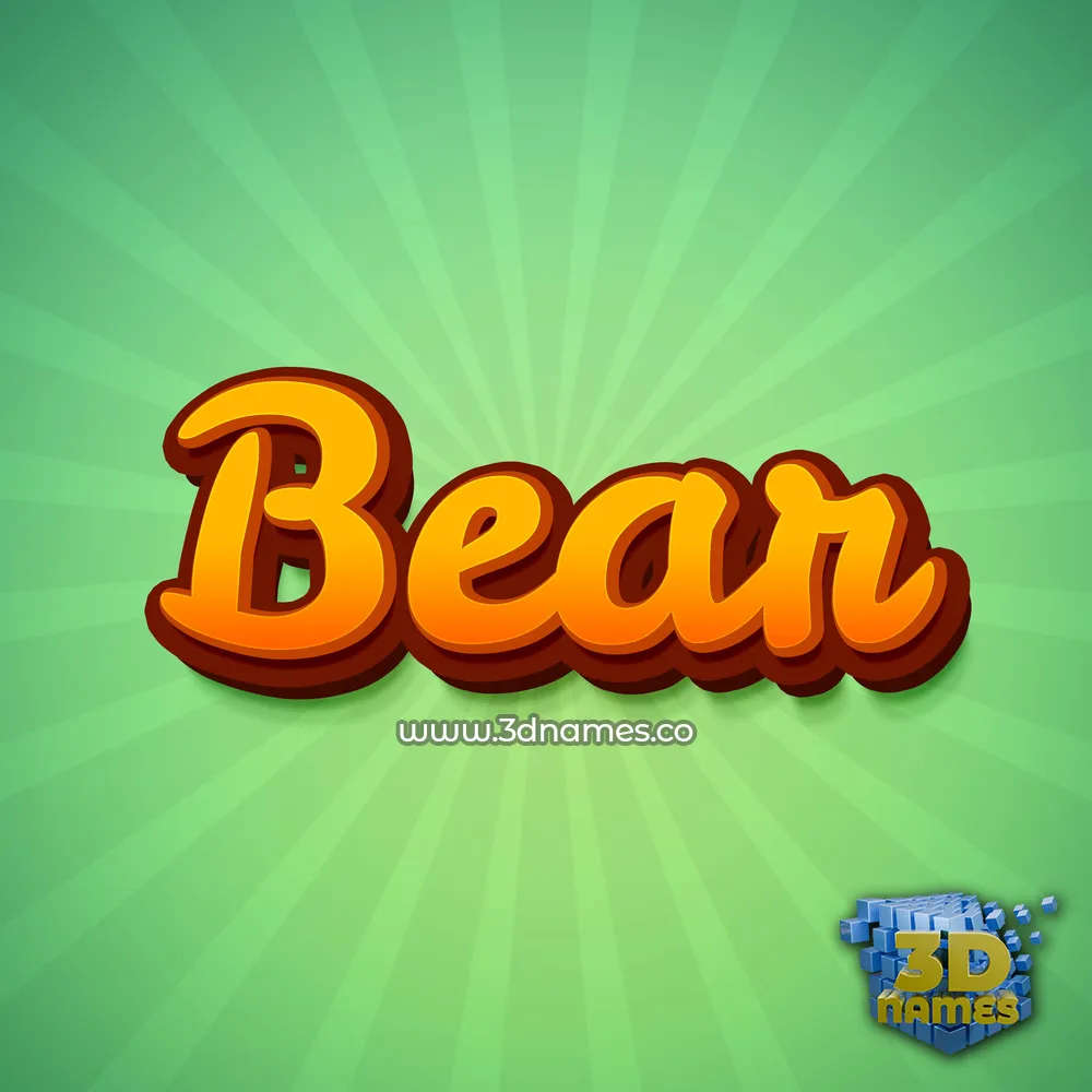 bear in Green Rays style - 3D name wallpaper