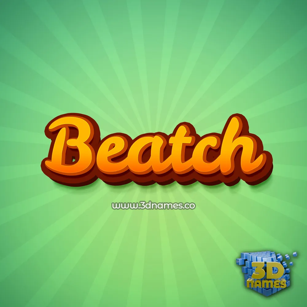 beatch in Green Rays style - 3D name wallpaper