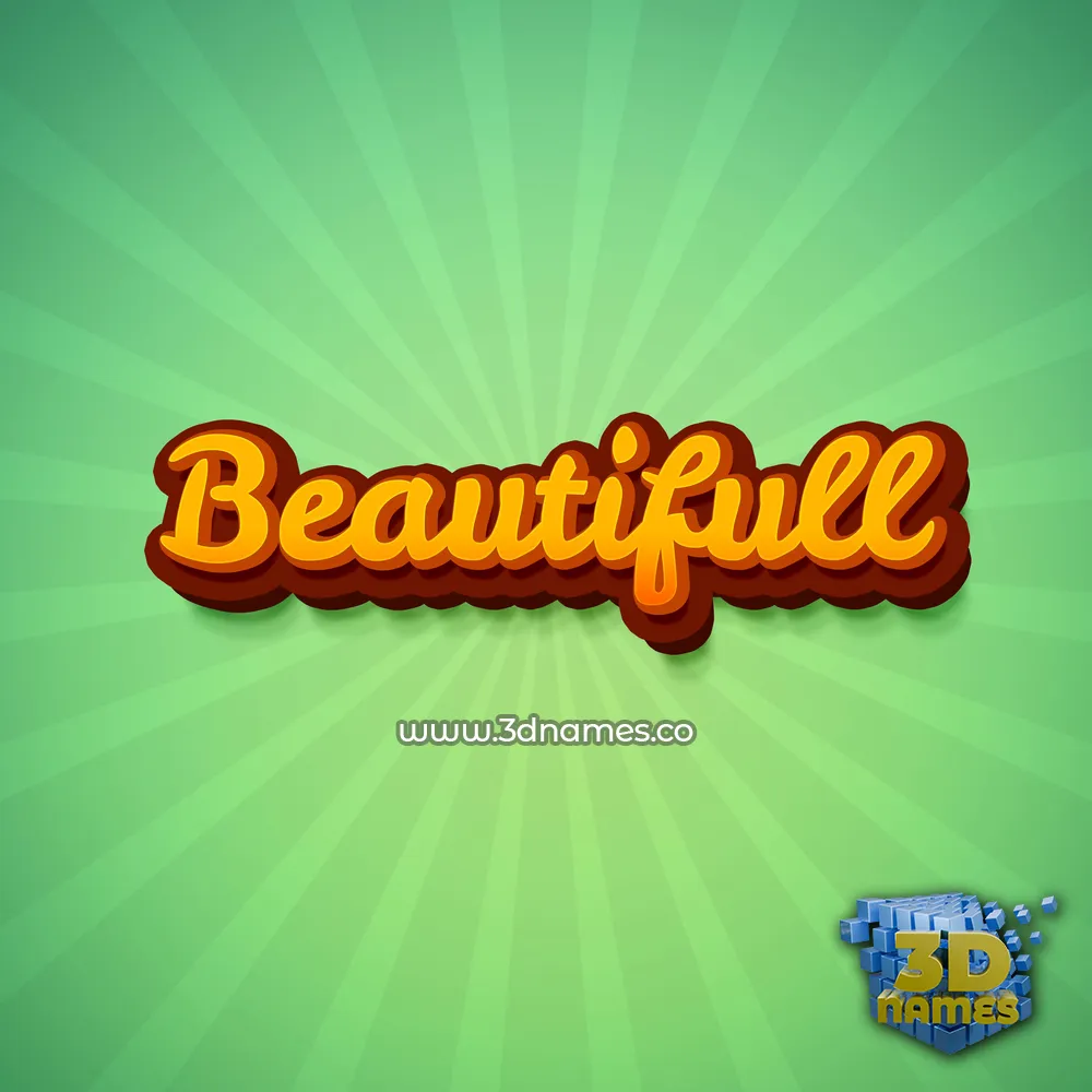 beautifull in Green Rays style - 3D name wallpaper