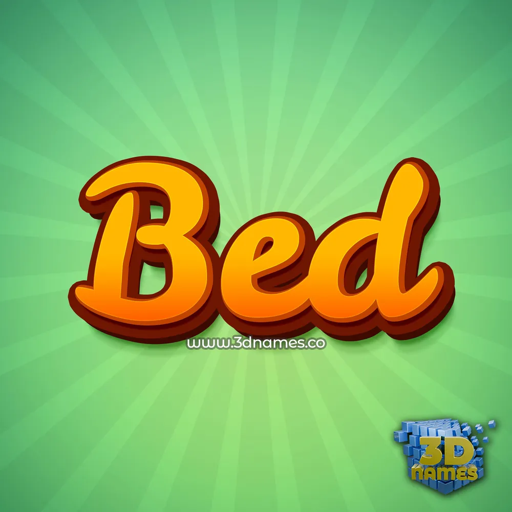bed in Green Rays style - 3D name wallpaper