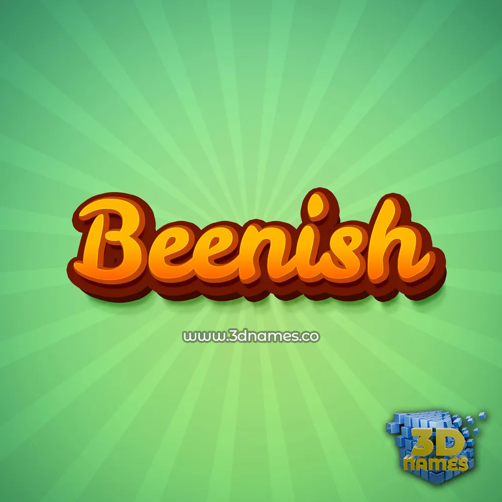 beenish in Green Rays style - 3D name wallpaper