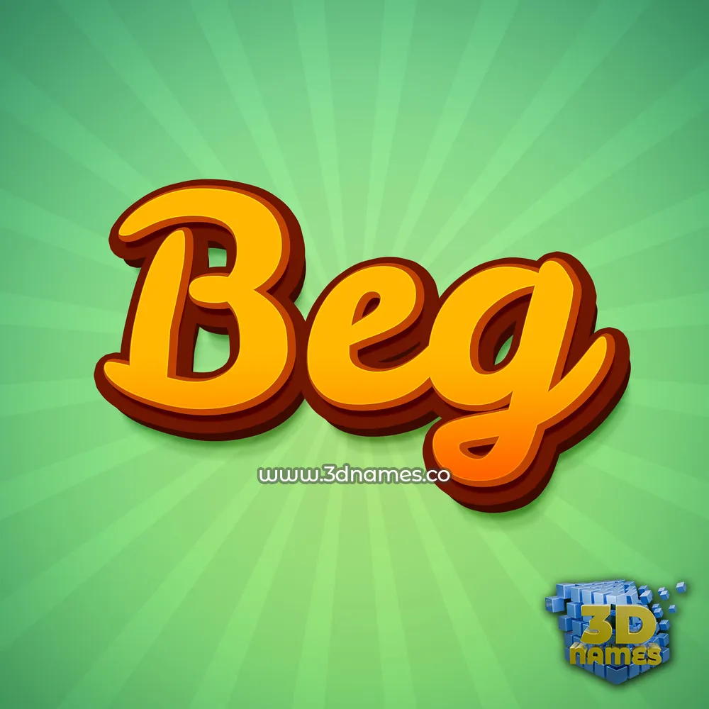 beg in Green Rays style - 3D name wallpaper