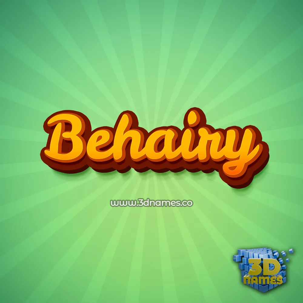 behairy in Green Rays style - 3D name wallpaper