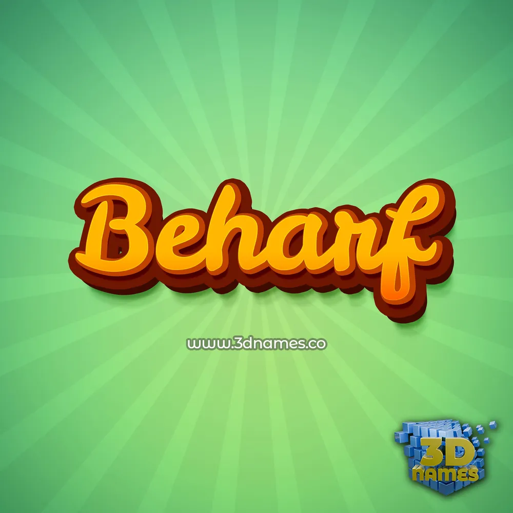 beharf in Green Rays style - 3D name wallpaper