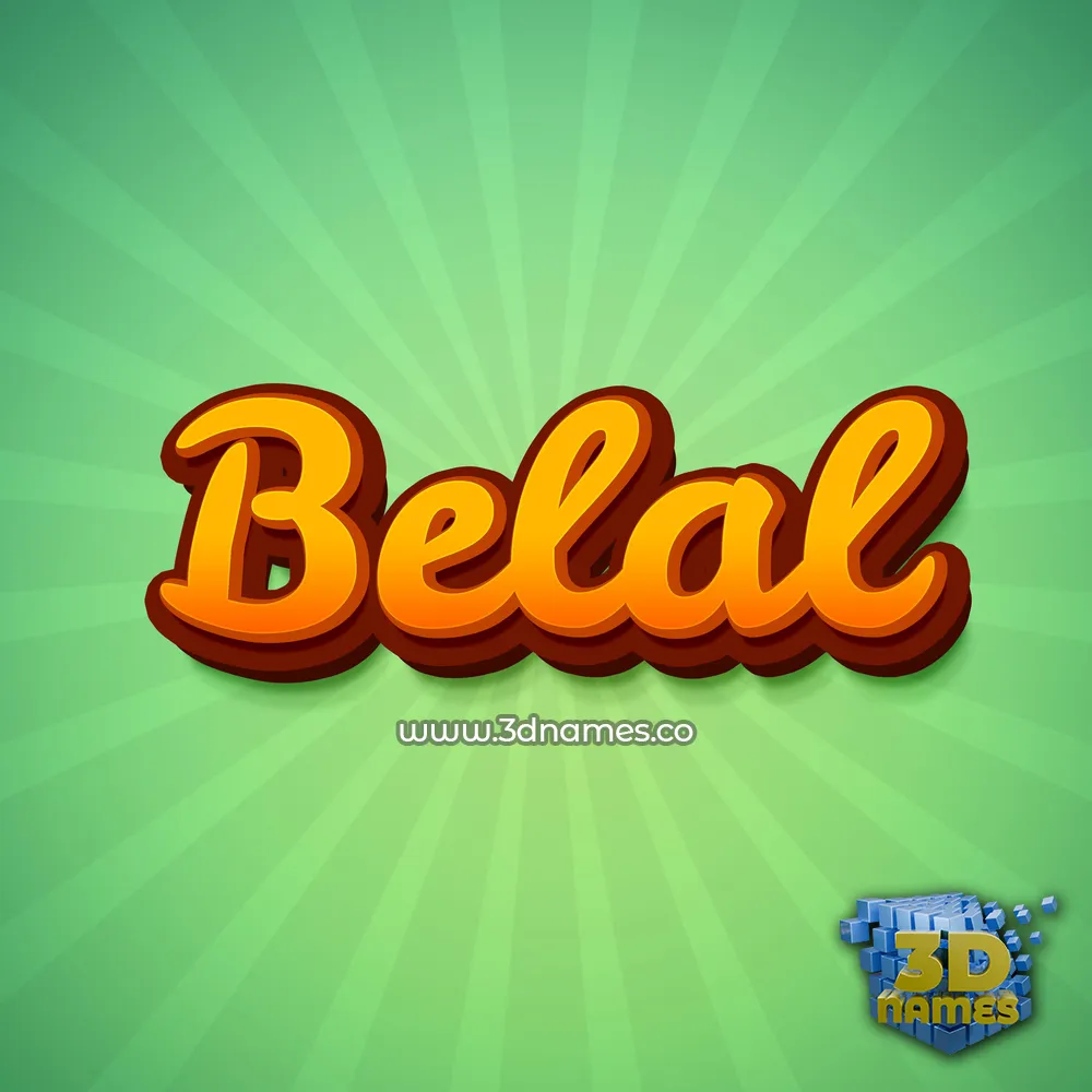 belal in Green Rays style - 3D name wallpaper