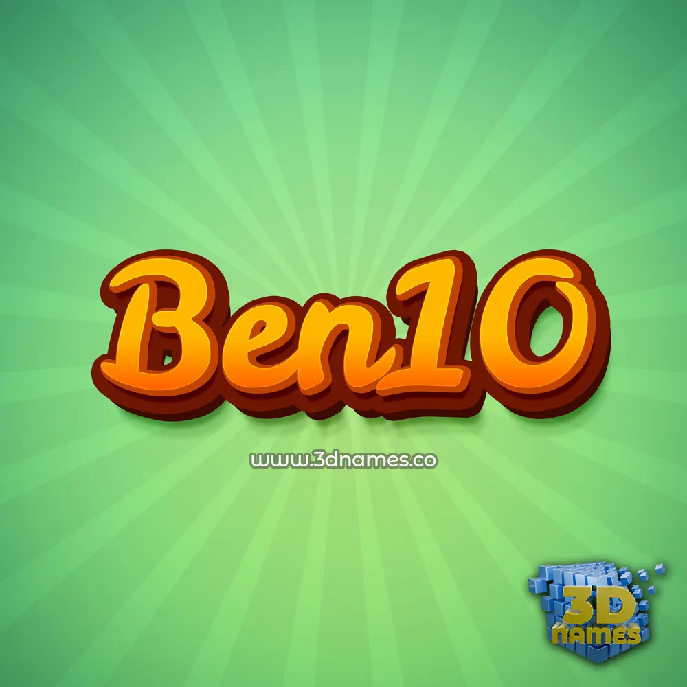ben10 in Green Rays style - 3D name wallpaper