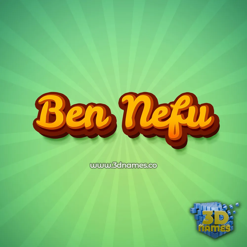 ben nefu in Green Rays style - 3D name wallpaper