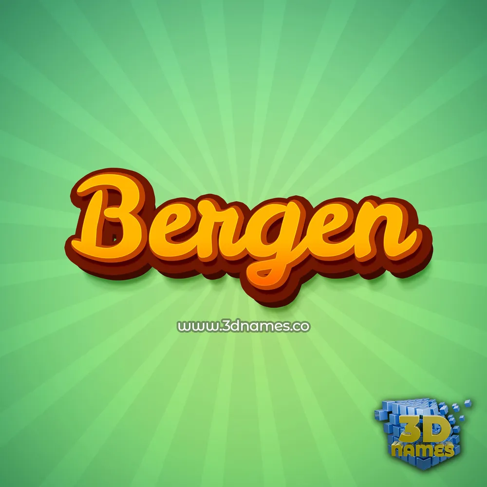 bergen in Green Rays style - 3D name wallpaper