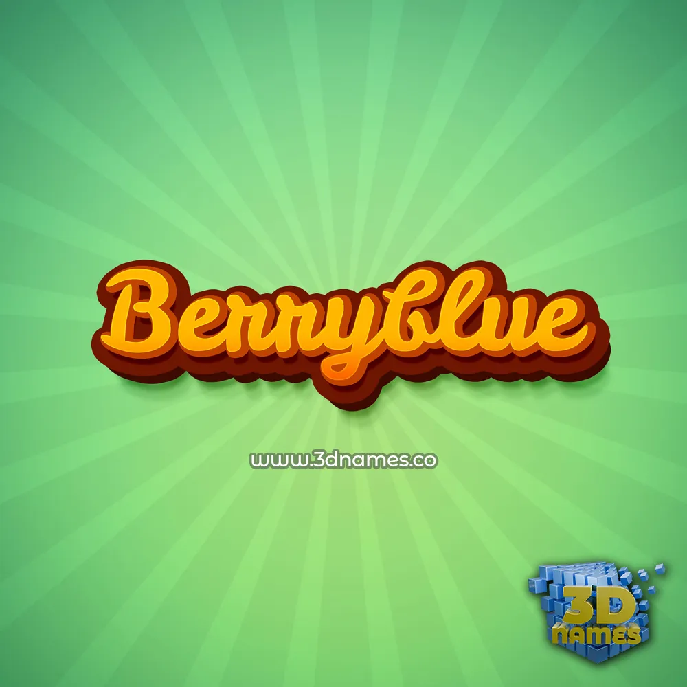 berryblue in Green Rays style - 3D name wallpaper