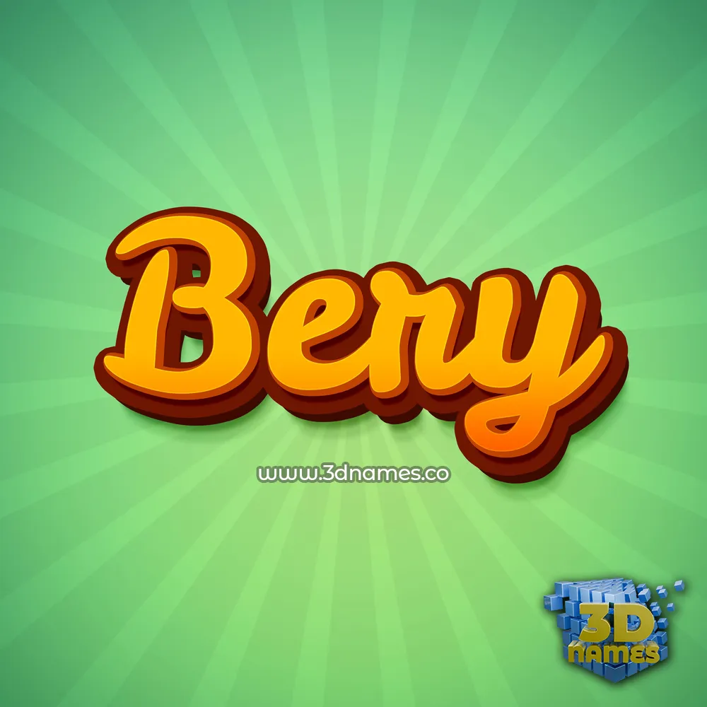 bery in Green Rays style - 3D name wallpaper