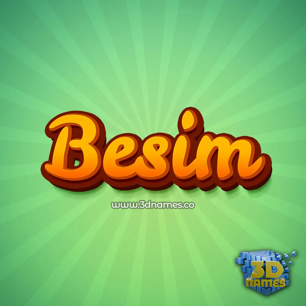 besim in Green Rays style - 3D name wallpaper