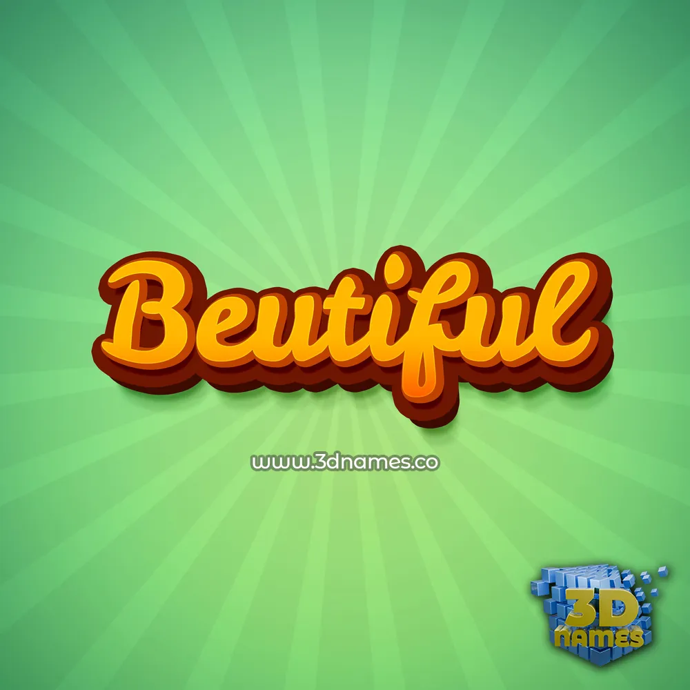 beutiful in Green Rays style - 3D name wallpaper