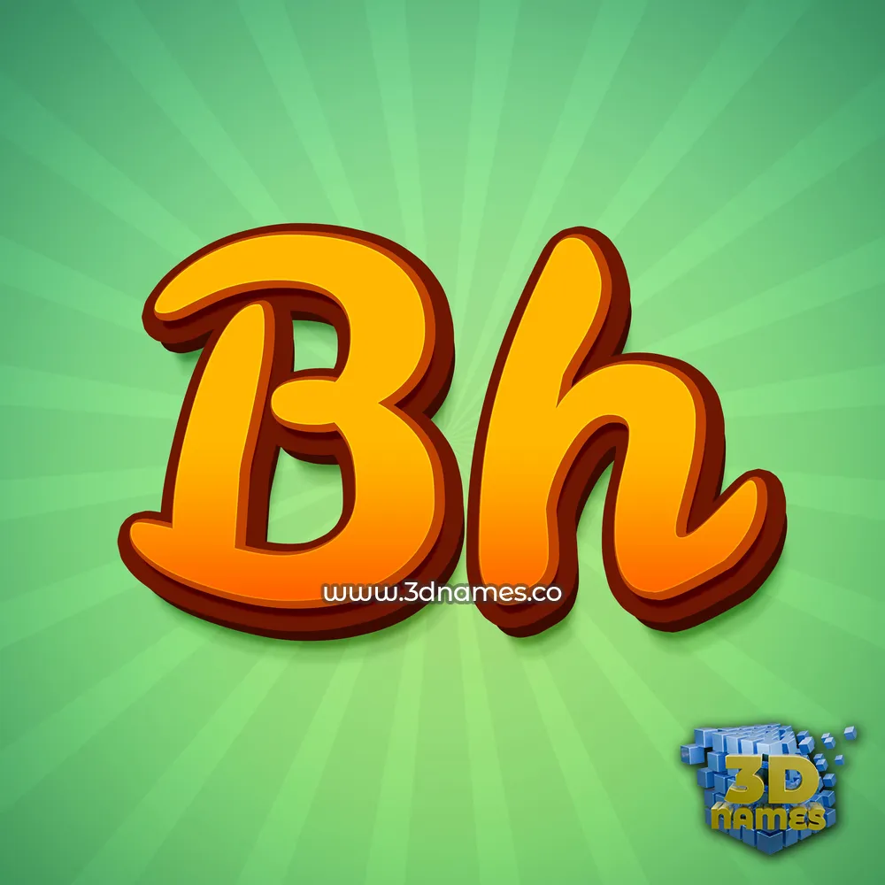 bh in Green Rays style - 3D name wallpaper
