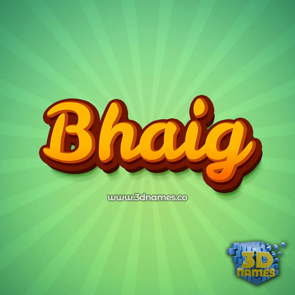 bhaig in Green Rays style - 3D name wallpaper