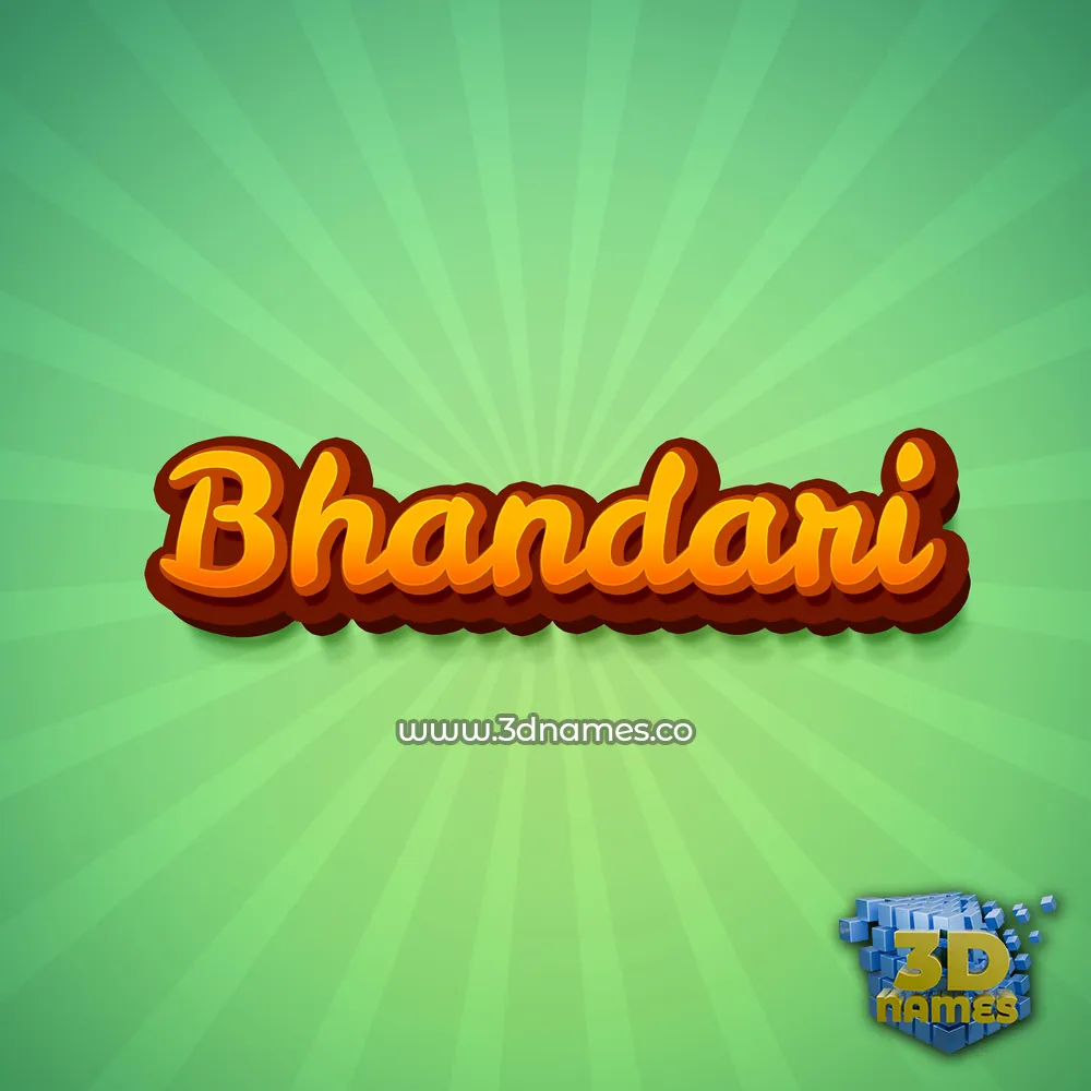 bhandari in Green Rays style - 3D name wallpaper