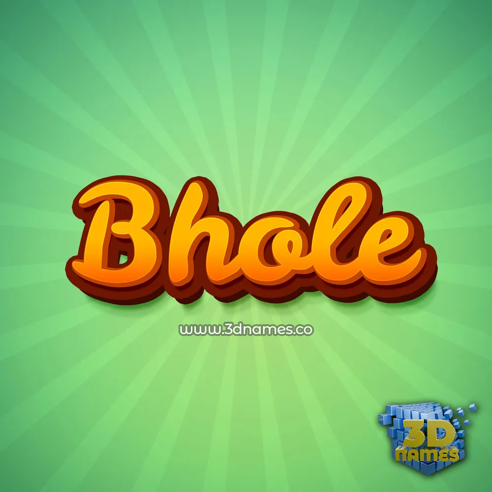 bhole in Green Rays style - 3D name wallpaper
