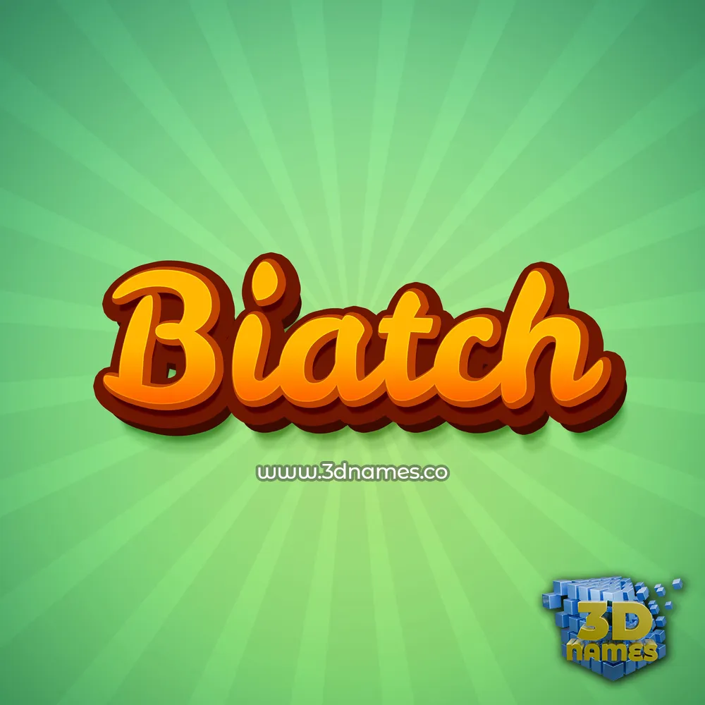 biatch in Green Rays style - 3D name wallpaper