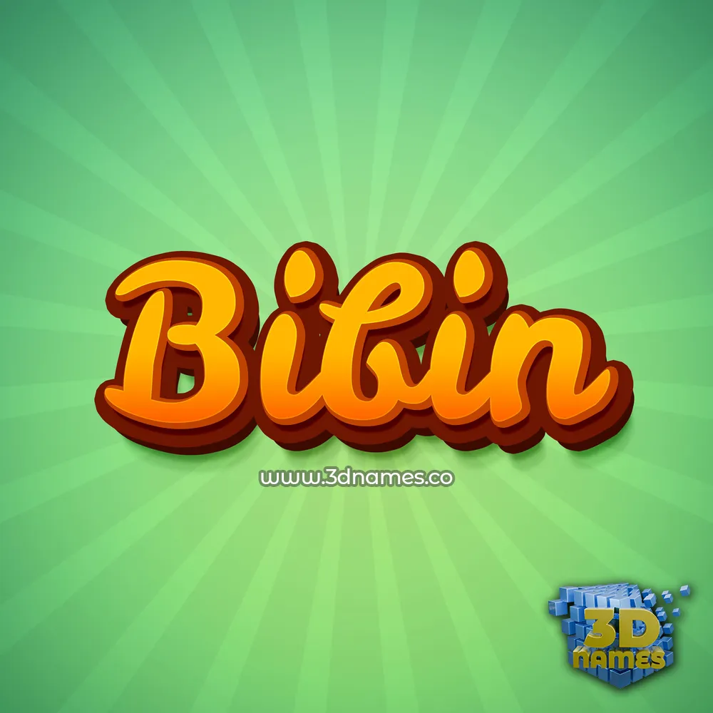 bibin in Green Rays style - 3D name wallpaper