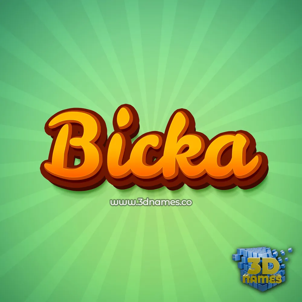 bicka in Green Rays style - 3D name wallpaper