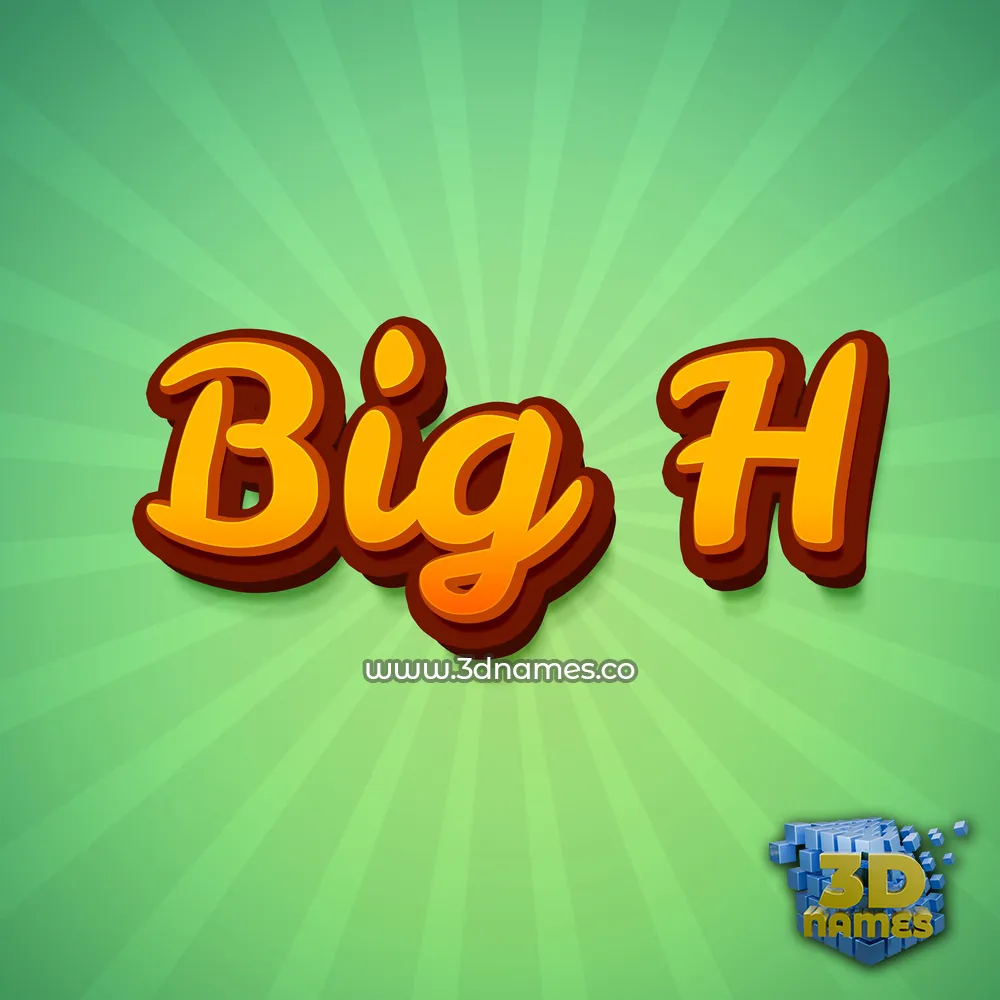 big h in Green Rays style - 3D name wallpaper
