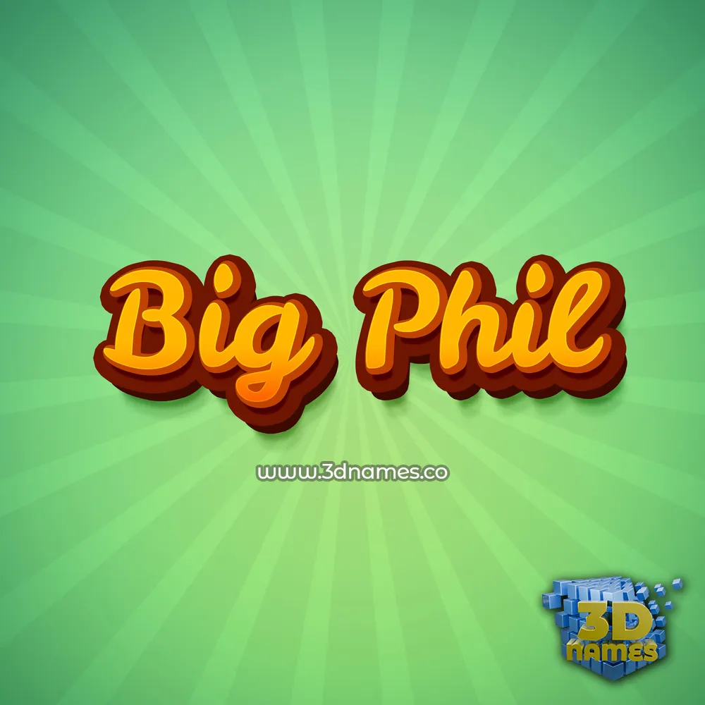 big phil in Green Rays style - 3D name wallpaper