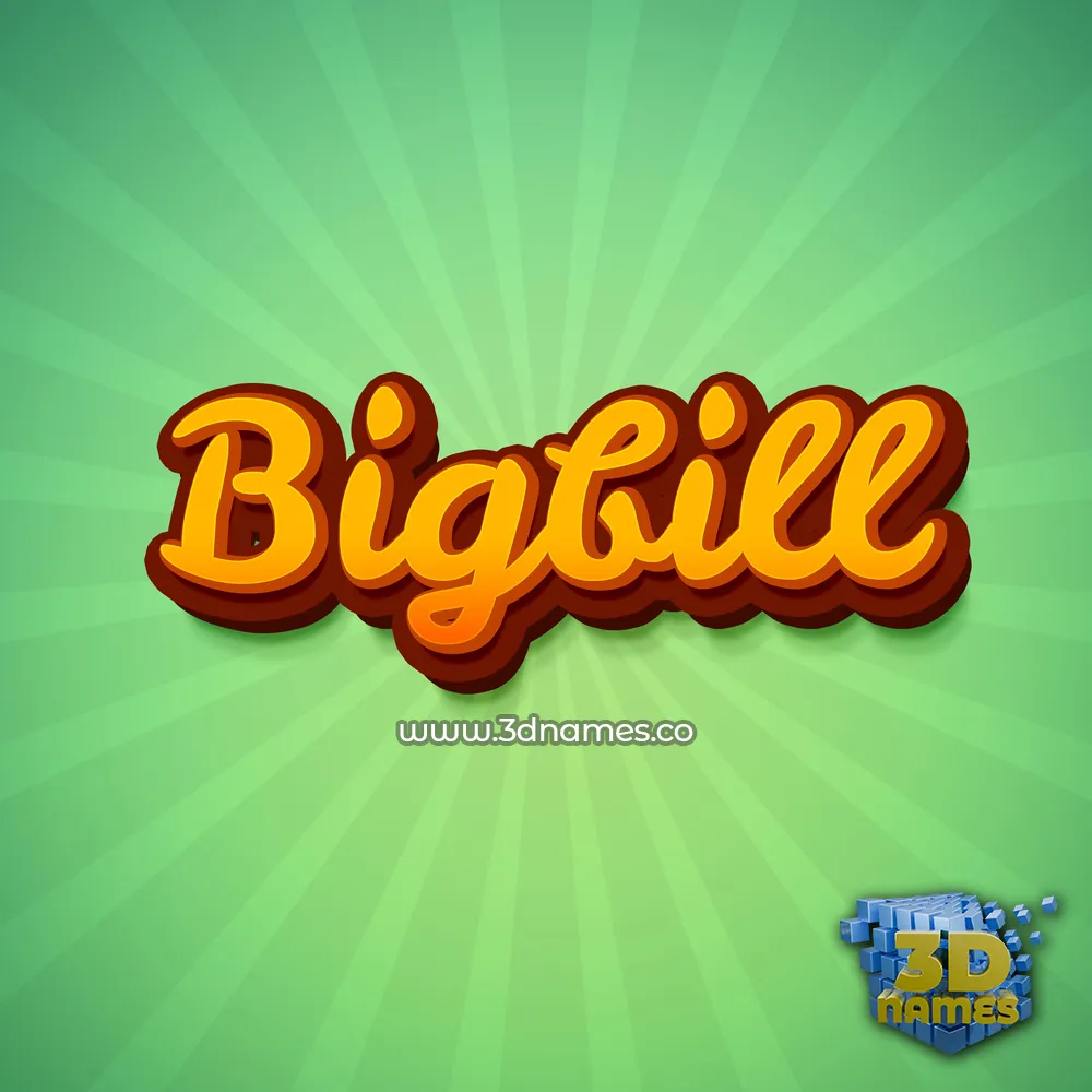 bigbill in Green Rays style - 3D name wallpaper